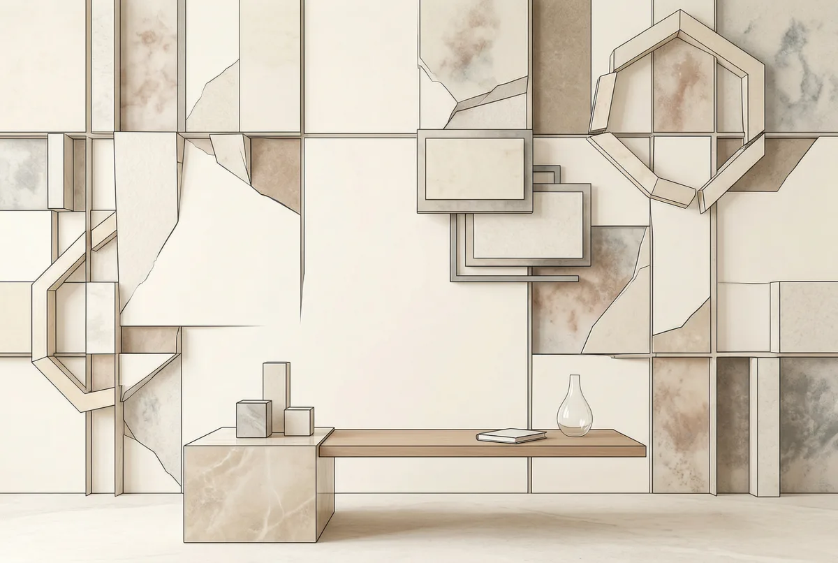 Composition architecturale abstraite — formes géométriques et lignes épurées